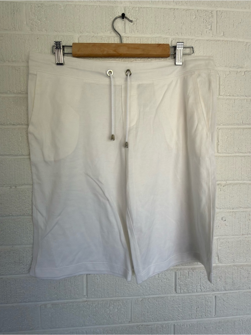 Paul & Shark White Knit Drawstring Athletic Shorts